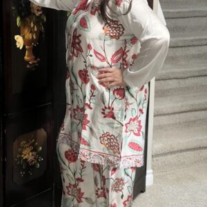 Elegant Floral Printed 2-Piece Lawn Suit