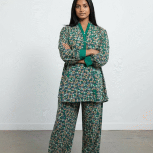 Green Floral Rayon/Crepe Co-ord Set
