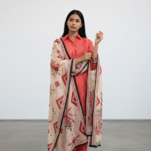 Coral Printed 3-piece Cotton Suit