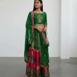 Green and pink Lehenga Choli