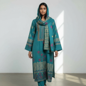 Smoky Mauve Embroidered 3‑Piece Pakistani Winter Suit