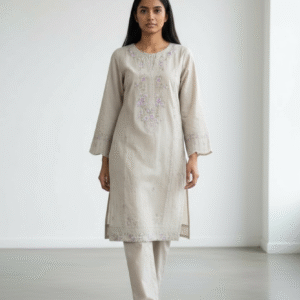 Light Beige Embroidered 2-piece Cotton-Khaddar Winter Collection