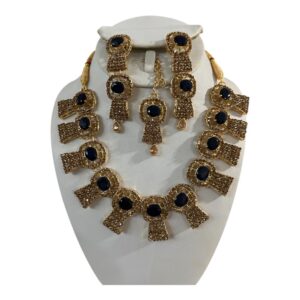 4-piece Black Kundan-style necklace set