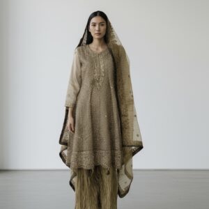 Antique Gold Embroidered Sharara Set