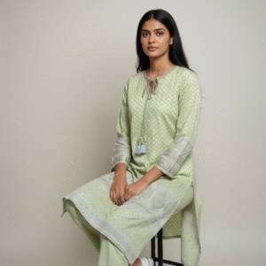 Light Green textured 2-piece Cotton blend Suit