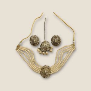 4-piece Black Beaded Choker/ necklace set