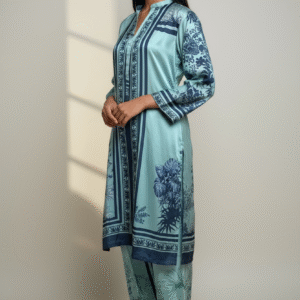 Blue Digital Printed Satin Co-ord Set