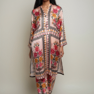 Pink Floral Printed Silk Co-ord Set