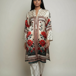 Pink Floral Printed Silk Co-ord Set