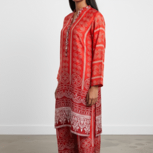 Two-tone Orange & Red Silk Co-ord Set