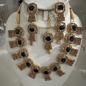 Modern Muse: Bold Gold & Midnight Blue Statement Jewelry Set