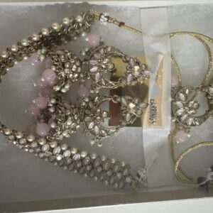 Blush Elegance: Soft Pink Stone & Faux Pearl Jewelry Set