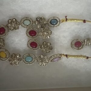 Kaleidoscope Charm: Multi-Color Stone Antique Choker Set