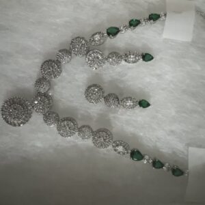 Timeless Sparkle: Emerald Green & Cubic Zirconia Statement Set